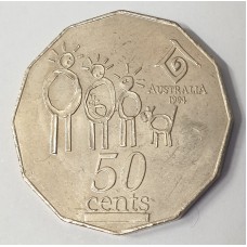 AUSTRALIA 1994 . FIFTY 50 CENTS COIN . VARIETY . WIDE DATE